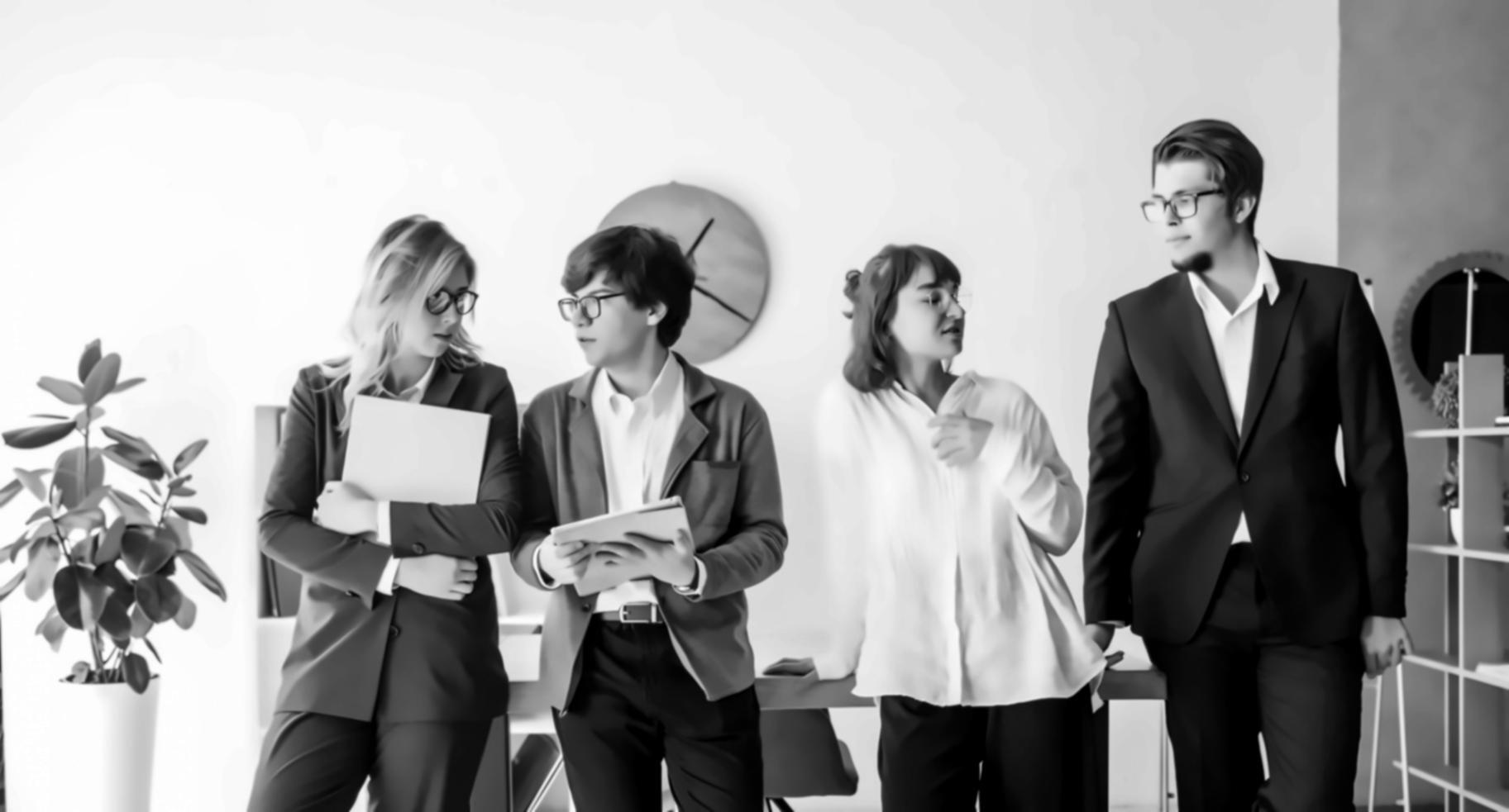 Groupe d'apprenants collaborant sur un projet financier
